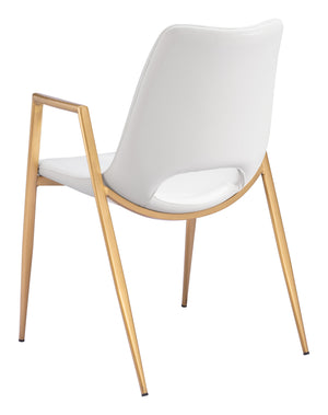 Zuo Modern Desi 100% Polyurethane, Plywood, Steel Modern Commercial Grade Dining Chair Set - Set of 2 White, Gold 100% Polyurethane, Plywood, Steel