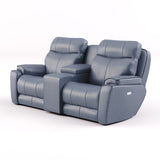 Southern Motion Showstopper 736-78-95P NL Transitional  Leather Power Headrest Reclining Console Loveseat with SoCozi Massage 736-78-95P 957-60