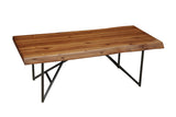 Alpine Furniture Live Edge Coffee/Cocktail Table, Light Walnut 1968-61 Light Walnut Solid Acacia Wood with Metal Legs 50 x 25.5 x 18