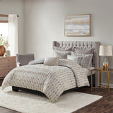 Madison Park Signature Sanctuary Glam/Luxury 100% Polyester Jacquard 9Pcs Comforter Set MPS10-459