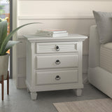 Alpine Furniture Winchester 3 Drawer Nightstand, White 1306-W-NS White Pine Solids 28 x 17 x 28