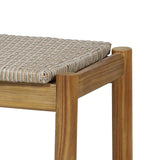 Cambria Outdoor 3 Seater Wicker Bench, Teak and Light Gray Noble House