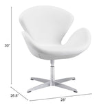 Zuo Modern Pori 100% Polyurethane, Steel Modern Commercial Grade Occasional Chair White, Silver 100% Polyurethane, Steel