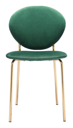 Zuo Modern Clyde 100% Polyester, Plywood, Steel Modern Commercial Grade Dining Chair Set - Set of 2 Green, Gold 100% Polyester, Plywood, Steel