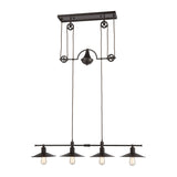 Spindle Wheel 42'' Wide 4-Light Linear Chandelier - Oil Rubbed Bronze