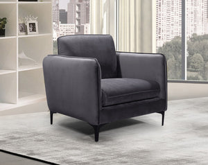 Poppy Velvet / Engineered Wood / Metal / Foam Contemporary Grey Velvet Chair - 38" W x 33.5" D x 33" H