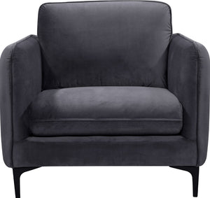 Poppy Velvet / Engineered Wood / Metal / Foam Contemporary Grey Velvet Chair - 38" W x 33.5" D x 33" H