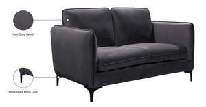 Poppy Velvet / Engineered Wood / Metal / Foam Contemporary Grey Velvet Loveseat - 59.5" W x 33.5" D x 33" H