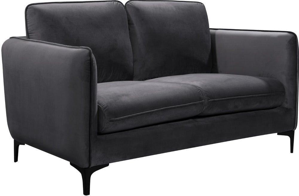 Poppy Velvet / Engineered Wood / Metal / Foam Contemporary Grey Velvet Loveseat - 59.5" W x 33.5" D x 33" H