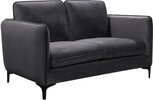Poppy Velvet / Engineered Wood / Metal / Foam Contemporary Grey Velvet Loveseat - 59.5" W x 33.5" D x 33" H