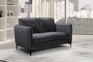 Poppy Velvet / Engineered Wood / Metal / Foam Contemporary Grey Velvet Loveseat - 59.5" W x 33.5" D x 33" H