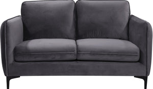 Poppy Velvet / Engineered Wood / Metal / Foam Contemporary Grey Velvet Loveseat - 59.5" W x 33.5" D x 33" H
