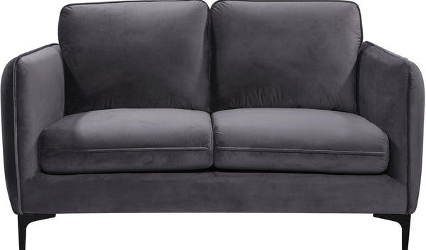 Poppy Velvet / Engineered Wood / Metal / Foam Contemporary Grey Velvet Loveseat - 59.5" W x 33.5" D x 33" H