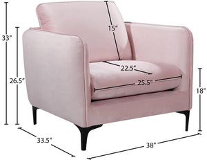 Poppy Velvet / Engineered Wood / Metal / Foam Contemporary Pink Velvet Chair - 38" W x 33.5" D x 33" H