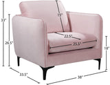 Poppy Velvet / Engineered Wood / Metal / Foam Contemporary Pink Velvet Chair - 38" W x 33.5" D x 33" H