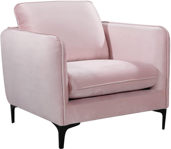 Poppy Velvet / Engineered Wood / Metal / Foam Contemporary Pink Velvet Chair - 38" W x 33.5" D x 33" H