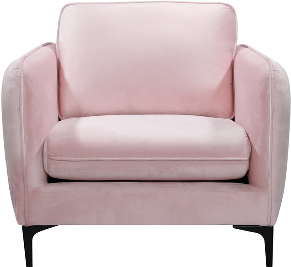 Poppy Velvet / Engineered Wood / Metal / Foam Contemporary Pink Velvet Chair - 38" W x 33.5" D x 33" H