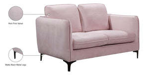 Poppy Velvet / Engineered Wood / Metal / Foam Contemporary Pink Velvet Loveseat - 59.5" W x 33.5" D x 33" H