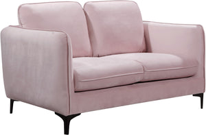 Poppy Velvet / Engineered Wood / Metal / Foam Contemporary Pink Velvet Loveseat - 59.5" W x 33.5" D x 33" H
