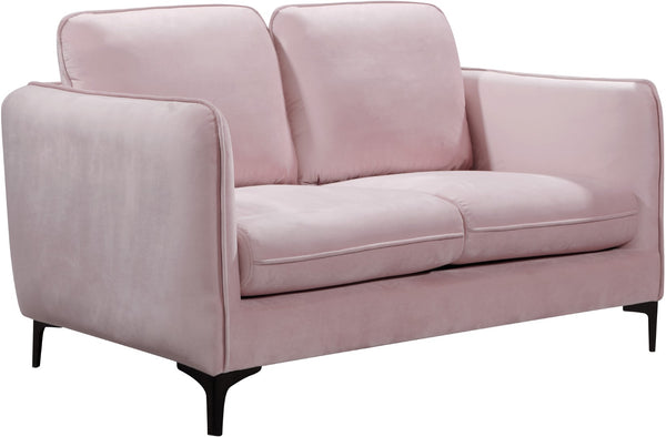 Poppy Velvet / Engineered Wood / Metal / Foam Contemporary Pink Velvet Loveseat - 59.5" W x 33.5" D x 33" H