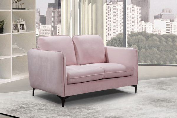 Poppy Velvet / Engineered Wood / Metal / Foam Contemporary Pink Velvet Loveseat - 59.5" W x 33.5" D x 33" H