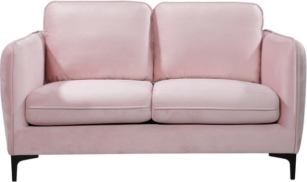 Poppy Velvet / Engineered Wood / Metal / Foam Contemporary Pink Velvet Loveseat - 59.5" W x 33.5" D x 33" H