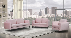 Poppy Velvet / Engineered Wood / Metal / Foam Contemporary Pink Velvet Loveseat - 59.5" W x 33.5" D x 33" H