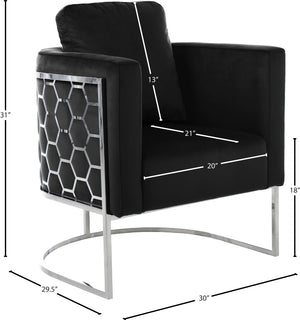 Casa Velvet / Engineered Wood / Iron / Foam Contemporary Black Velvet Chair - 30" W x 29.5" D x 31" H