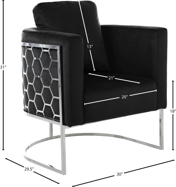 Casa Velvet / Engineered Wood / Iron / Foam Contemporary Black Velvet Chair - 30" W x 29.5" D x 31" H