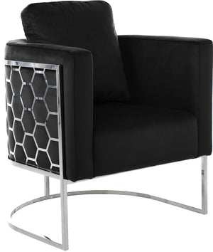 Casa Velvet / Engineered Wood / Iron / Foam Contemporary Black Velvet Chair - 30" W x 29.5" D x 31" H