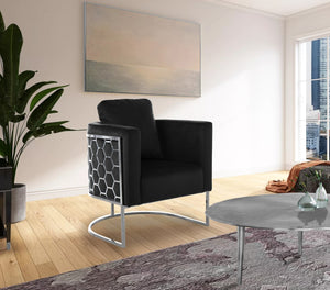 Casa Velvet / Engineered Wood / Iron / Foam Contemporary Black Velvet Chair - 30" W x 29.5" D x 31" H