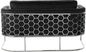 Casa Velvet / Engineered Wood / Iron / Foam Contemporary Black Velvet Loveseat - 63.5" W x 29.5" D x 31" H