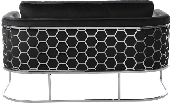 Casa Velvet / Engineered Wood / Iron / Foam Contemporary Black Velvet Loveseat - 63.5" W x 29.5" D x 31" H
