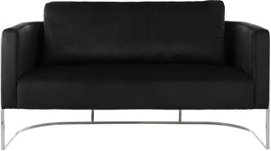 Casa Velvet / Engineered Wood / Iron / Foam Contemporary Black Velvet Loveseat - 63.5" W x 29.5" D x 31" H