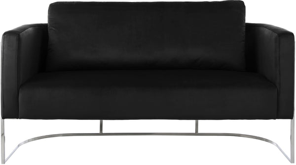 Casa Velvet / Engineered Wood / Iron / Foam Contemporary Black Velvet Loveseat - 63.5" W x 29.5" D x 31" H