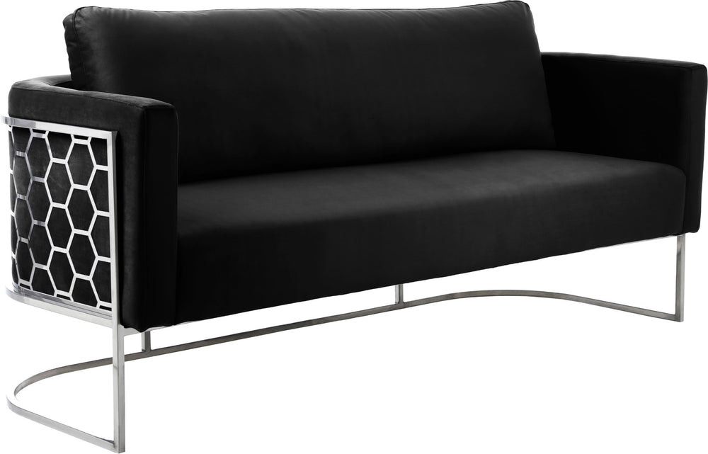 Casa Velvet / Engineered Wood / Iron / Foam Contemporary Black Velvet Sofa - 75.5" W x 29.5" D x 31" H