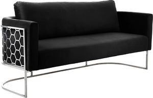 Casa Velvet / Engineered Wood / Iron / Foam Contemporary Black Velvet Sofa - 75.5" W x 29.5" D x 31" H