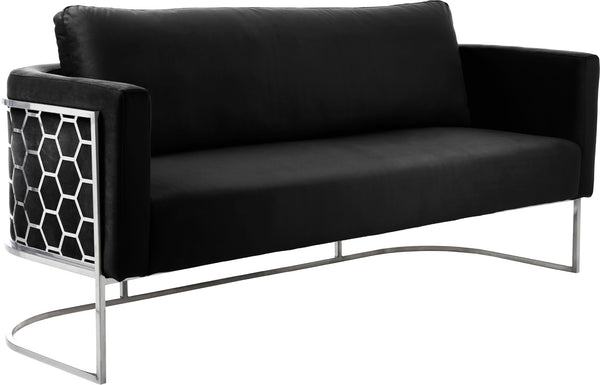 Casa Velvet / Engineered Wood / Iron / Foam Contemporary Black Velvet Sofa - 75.5" W x 29.5" D x 31" H
