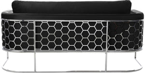 Casa Velvet / Engineered Wood / Iron / Foam Contemporary Black Velvet Sofa - 75.5" W x 29.5" D x 31" H