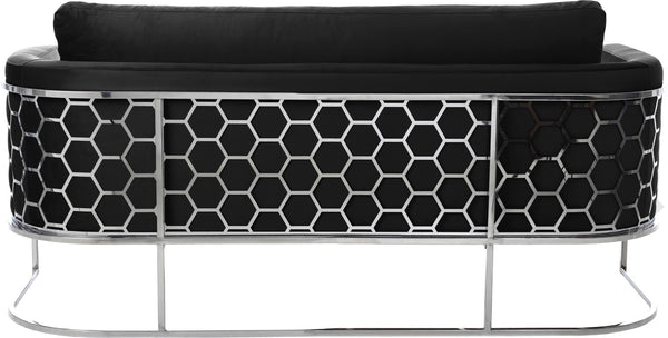Casa Velvet / Engineered Wood / Iron / Foam Contemporary Black Velvet Sofa - 75.5" W x 29.5" D x 31" H
