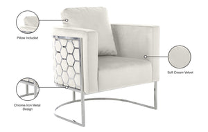 Casa Velvet / Engineered Wood / Iron / Foam Contemporary Cream Velvet Chair - 30" W x 29.5" D x 31" H