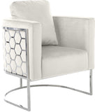 Casa Velvet / Engineered Wood / Iron / Foam Contemporary Cream Velvet Chair - 30" W x 29.5" D x 31" H