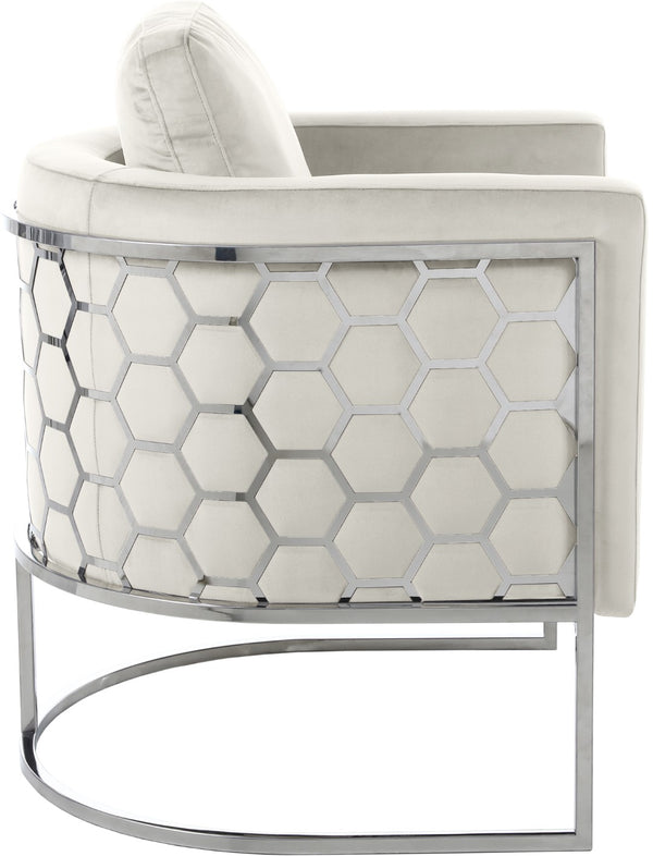 Casa Velvet / Engineered Wood / Iron / Foam Contemporary Cream Velvet Chair - 30" W x 29.5" D x 31" H