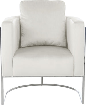 Casa Velvet / Engineered Wood / Iron / Foam Contemporary Cream Velvet Chair - 30" W x 29.5" D x 31" H