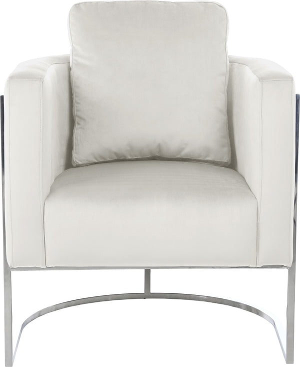 Casa Velvet / Engineered Wood / Iron / Foam Contemporary Cream Velvet Chair - 30" W x 29.5" D x 31" H