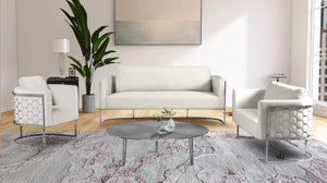 Casa Velvet / Engineered Wood / Iron / Foam Contemporary Cream Velvet Chair - 30" W x 29.5" D x 31" H