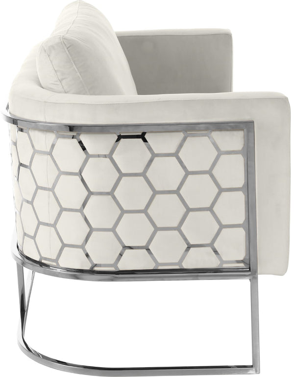 Casa Velvet / Engineered Wood / Iron / Foam Contemporary Cream Velvet Loveseat - 63.5" W x 29.5" D x 31" H