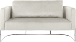 Casa Velvet / Engineered Wood / Iron / Foam Contemporary Cream Velvet Loveseat - 63.5" W x 29.5" D x 31" H