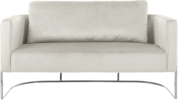 Casa Velvet / Engineered Wood / Iron / Foam Contemporary Cream Velvet Loveseat - 63.5" W x 29.5" D x 31" H