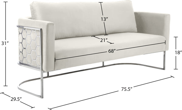 Casa Velvet / Engineered Wood / Iron / Foam Contemporary Cream Velvet Sofa - 75.5" W x 29.5" D x 31" H
